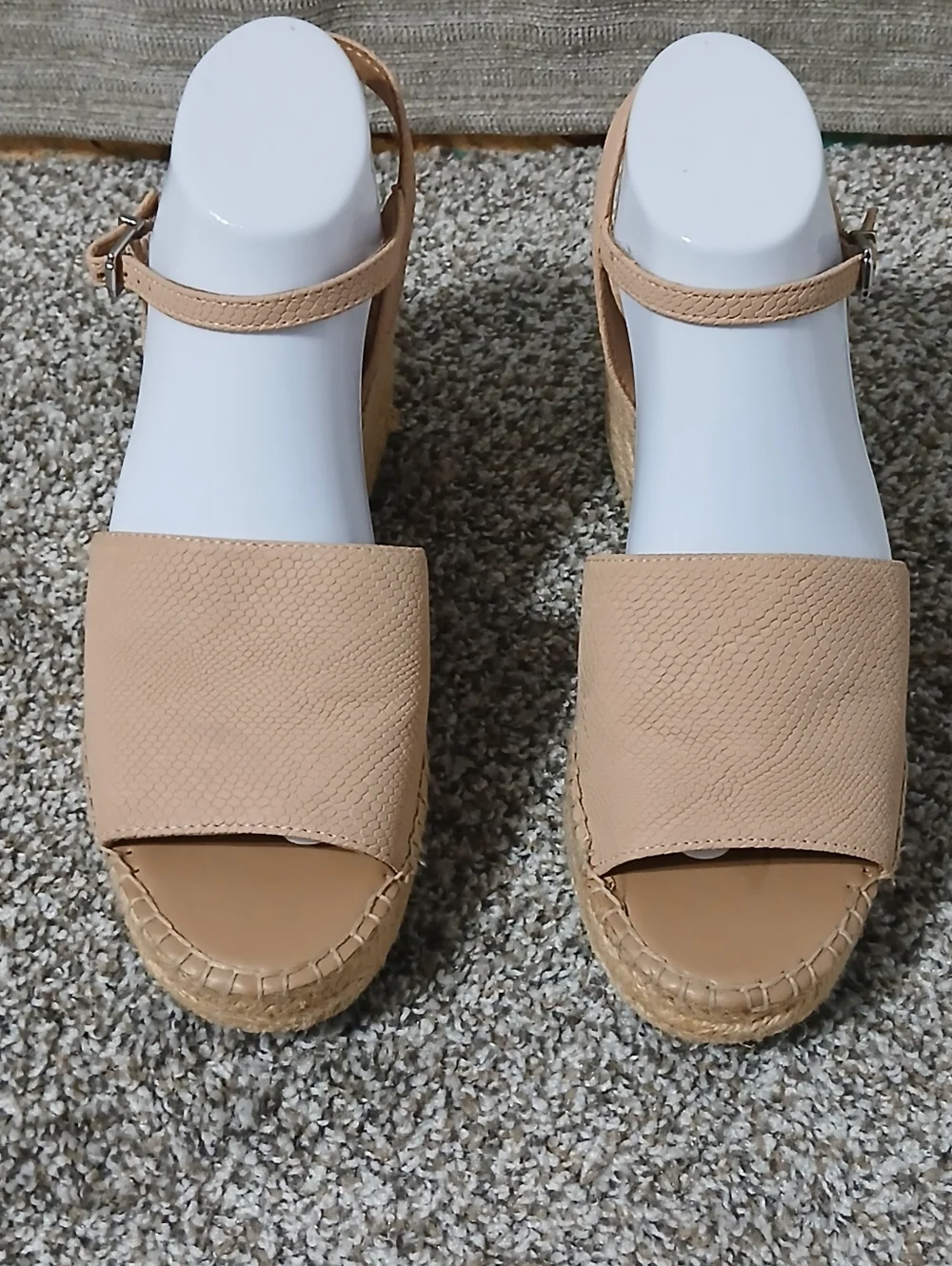 Franco Sarto Neutral Beige Espadrille Wedge Sandals